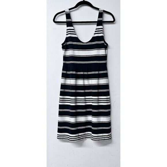 J CREW White Blue Striped Sleeveless Midi Dress (S) - Picture 1 of 4